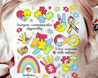 Everyone Communicates Differently Png, Autism Png, Autism Month png, Autism Mom Png, Autism shirt png, Speech Pathologist Png, Autism design