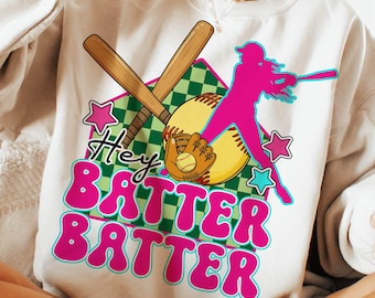 Hey Batter Batter PNG, Softball Preppy PNG, Girl Softball png, Softball png, Colorful Gameday Design, Cheer Mom PNG, Softball Shirt Design