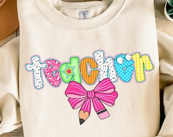 Preppy leraar png, strikje png, coquette png leraar png, leraar leven png, cadeau leraar waardering, preppy leraar terug naar school png