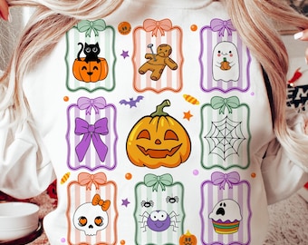 Cute Halloween PNG, Spooky Sublimation with Bat Ghost Pumpkin Skull, Ghost png, Pastel Goth Halloween PNG, Preppy Halloween png