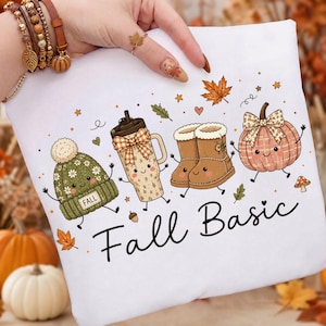 Fall Basic Png, Kawaii Autumn Friends Sublimation, Cute Beanie Tumbler Boots Pumpkin Shirt, Coquette Cozy Fall Png, Digital Download