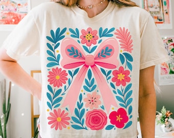 Boho Blumen Rosa Kokette Bogen Png, Adrette Blumen Wildblumen PNG, Cottagecore Blumen Png, Trendiges Damen Shirt Design, Girly Herbst Png