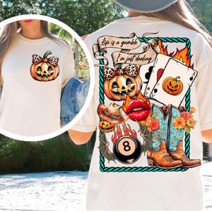 PNG retrò turchese di Halloween, PNG Life is a Gamble, PNG Spooky Mama, Zucca di Halloween, Atmosfere spettrali, PNG a sublimazione turchese