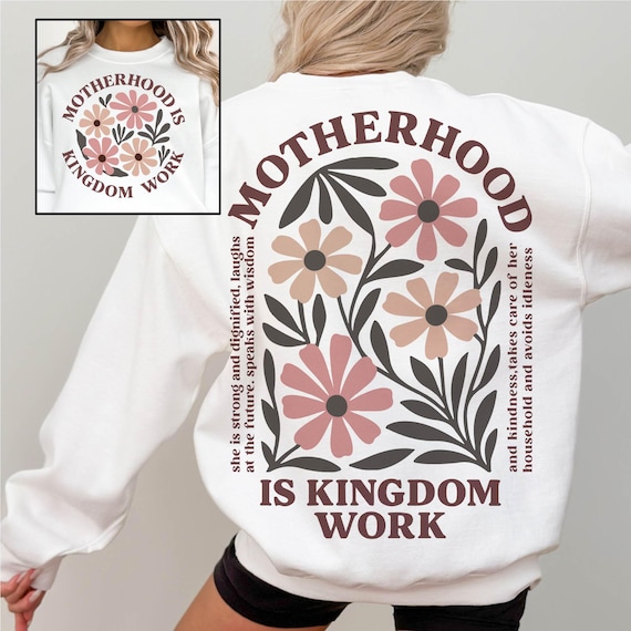 Motherhood Is Kingdom Work Png, Christian Mom Png, Mother's Day Gift Digital Download Popular Retro Christian Png Files For Sublimation