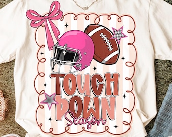 Retro Football Touchdown Season Png, Football Coquette Png, Game Day Shirt Design, Football Mama Png, Autumn Football Sublimation Preppy