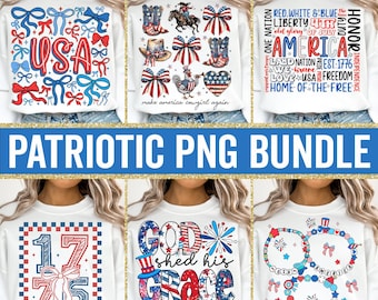 4th of July Bundle Png, Retro America Png, Preppy America Coquette PNG Bundle, Girly USA Png, 1776 Png, Retro USA Png, Patriotic Png Bundle