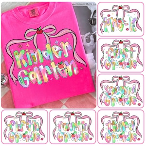 Preppy Back to School PNG Bundle, Teacher Coquette First Day of School Shirt Design, Girly Pink Bow Sublimation, Pre-k 1st/2nd/3rd/4th Grade