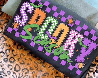 Checkered Spooky Season PNG, Retro Halloween Spooky Coquette Png, Halloween Fall, Spooky png, Halloween Girly png, Fall png, Sublimation png