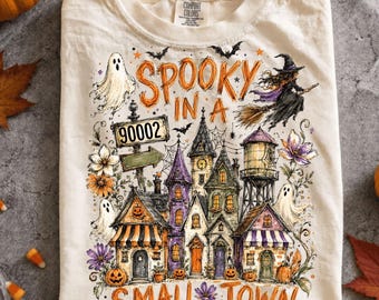 Custom Zip Code Spooky Small Town Png, Personalized Halloween Sublimation, Witch Ghost Town Shirt, Spooky Season Png, Digital Download