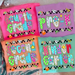 Preppy Back to School Bundle PNG, Coquette Teacher First Day of School Shirt Design, Girly Checkered Sublimation, Pre-k 1st/2nd/3rd Grade