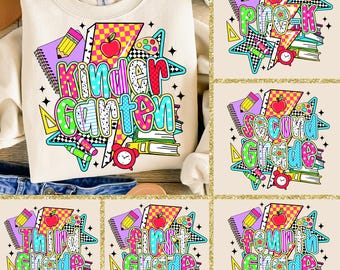 Preppy Back To School Bundle, Kindergarten, First Day Of School, Kindergarten Pre-k 1st 2nd 3rd Grade Png, Back To School PNG