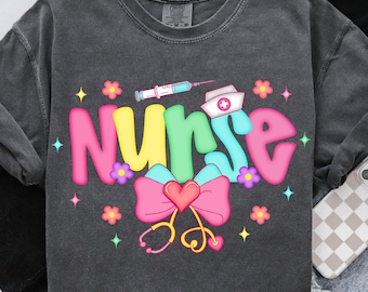 Preppy Nurse Floral PNG, Stethoscope Bow PNG, Custom Nurse Design, Blue Everyday PNG, Cute Sublimation for Nurse Life Gift, Girly Design
