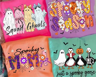 Halloween Bundle PNG, Spooky Season Png, Retro Halloween Sublimation 4 Design, Preppy Halloween Png, Bow Boo Png, Girly Halloween Shirt Png