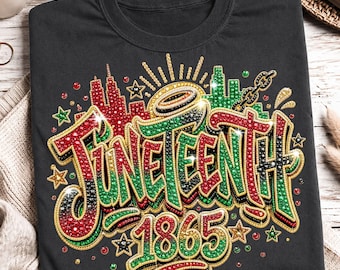 Juneteenth 1865, sztuczne kryształki PNG, koszula Bling Graffiti Freedom, gwiazdy z pękniętym łańcuchem miejskim, projekt z 19 czerwca, pobieranie cyfrowe
