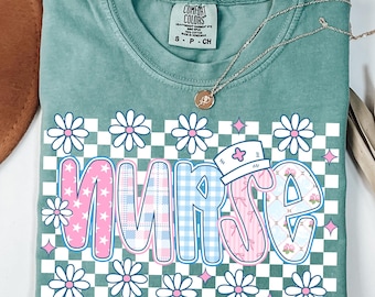 Preppy Checkered Nurse PNG, Custom Nurse Shirt Png Design, Nurse Life Png, Nicu RN CNA png, Retro Pediatric Nurse Png, Trendy Nurse png