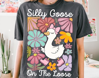Funny Mama Goose Png, Silly Goose on the loose Girly PNG Goose Png, Sarcastic Retro PNG, Sassy Boho Floral Png Preppy Girly Shirt Design Png