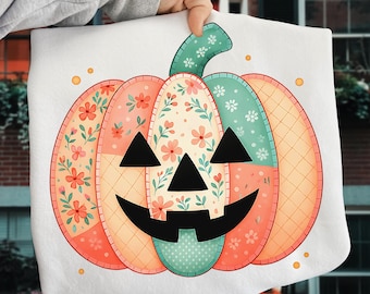 Patchwork Pumpkin png, Halloween Jack O’ Lantern png, Quilted Fall Pumpkin png, Tis the Season Png, Vintage Halloween Png, Spooky Season Png