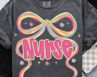 Krankenschwester Coquette Png, Girly Pink Krankenschwester Shirt Design, adrettes Krankenschwesternleben Png, Krankenschwester Bogen Sublimation, Krankenschwester Wertschätzung Png, Geschenk für Krankenschwester