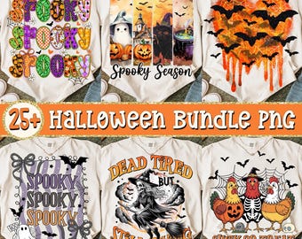 Halloween Bundle PNG, Spooky Season Png, Retro Halloween Sublimation Design, Preppy Halloween Png, Bow Boo Png, Girly Halloween Shirt Png
