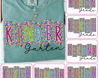 Preppy Back to School Floral Bundle PNG, Coquette Teacher First Day of School Design, Girly Back to School Teacher, Pre-k 1st/2nd/3rd Grade