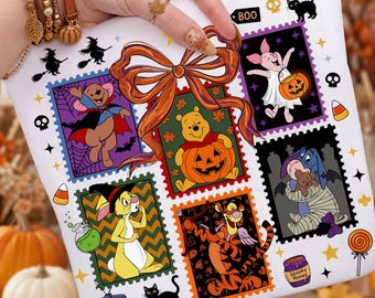 Preppy Halloween Bear and Friends Png, Spooky Season Png, Cute Halloween Friends Png, Honey Bear Pumpkin Shirt, Digital Download