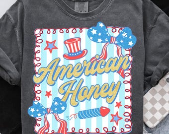 American Honey Coquette Png, Preppy 4th of July PNG, Girly Memorial Day Png, Land of the Free Fourth of July USA Png, Independence Day png