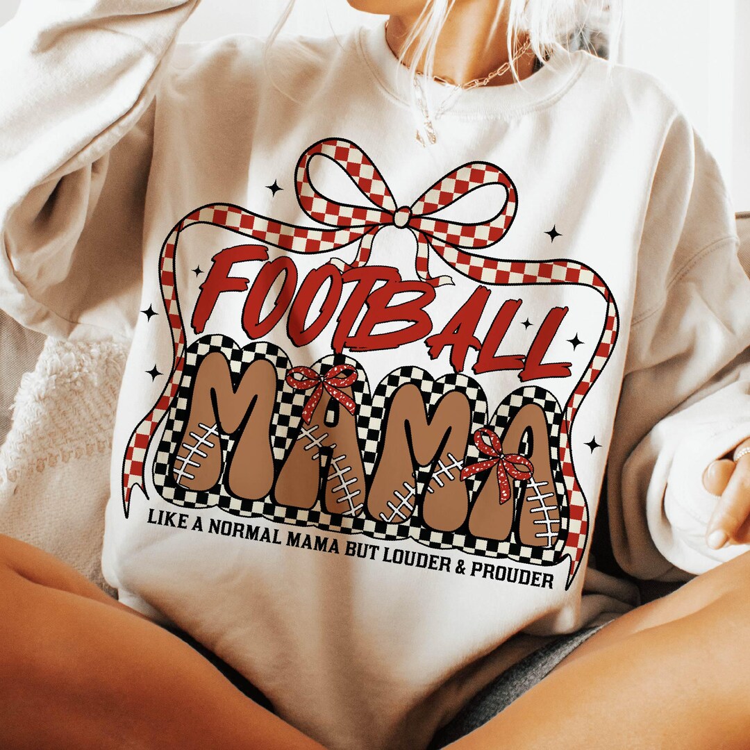 Football Mama Png, Coquette Bow PNG, Checkered Football Mom Png ...