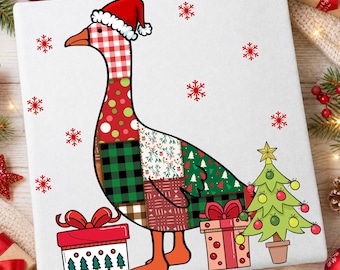 Goose Christmas Patchwork PNG, Funny Holiday Goose PNG, Just a Jolly Goose PNG Goose xmas Digital Download for Sublimation Goose Patchwork