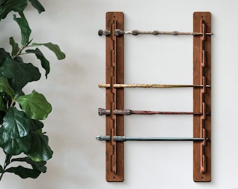 Expositor de pared para varitas de mago, Soporte para varias varitas, Soporte de pared personalizado para varitas de mago, Soporte para varitas mágicas, Estante de madera para varitas, Soporte para varitas de bruja