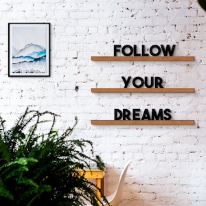 Conjunto de bordas de letras, placa de letras mutável, prateleiras de declaração de 35", prateleiras de letras flutuantes de madeira, decoração de parede, sinal de sala de jogos
