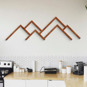 Minimalist Mountain Wall Art, Above Bed Wall Decor, Mountain Wall Art, Living Room Large Wood Wall Art, Modern Mountain Wood Art