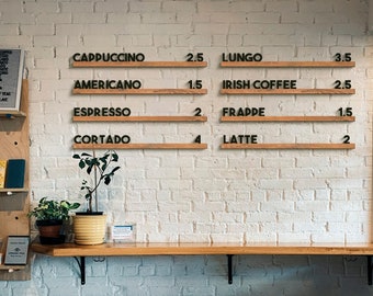 Wall Menu Board, Letter Board, Personalized Wall Menu, Cafe Wooden Letter Board, Changeable Letter Board, Board with Letters and Numbers
