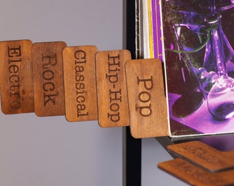 Record dividers, Wooden album alphabet dividers, Book dividers, Lp dividers, Vinyl record divider, Record Separator, Vinyl Record Storage