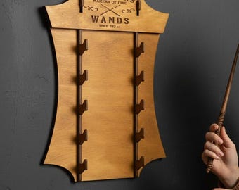 Custom Wand display wall mount, Wand holder stand, Wood wand display stand