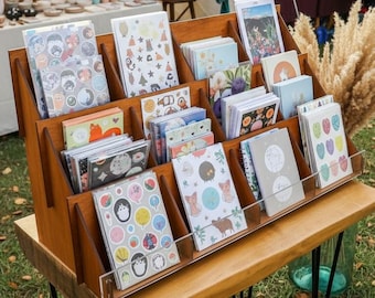 Wenskaartweergave, stickerstandaard, winkelstandaard, printstandaard, kunstbeursdisplay, marktvitrine