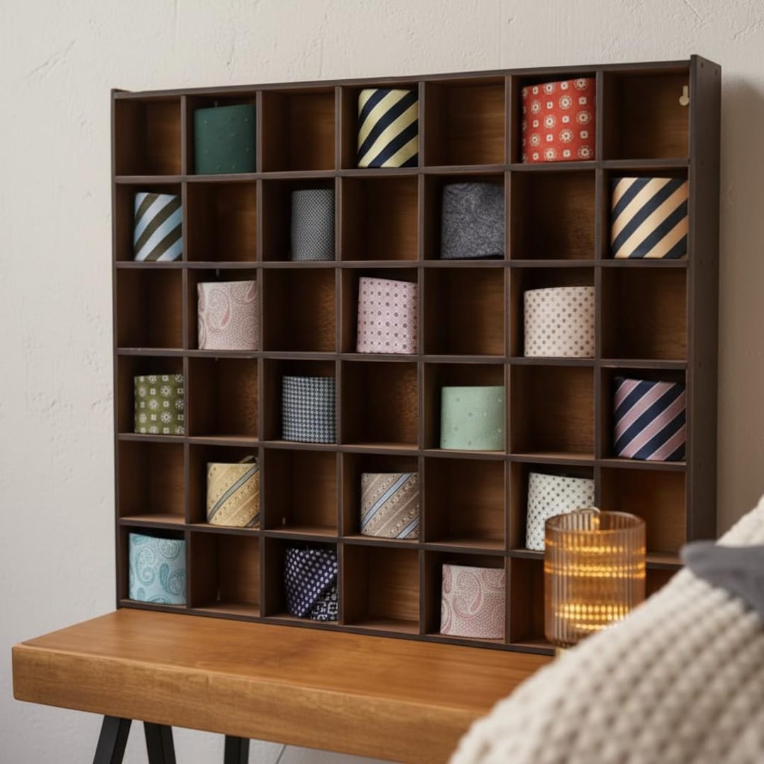 Tie Storage Box, Tie Rack Organizer, Wood Tie Cabinet, Closet Organizer ...