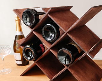 Wood wine rack, Wine cube storage, Wine Countertop wood, Countertop wine rack, Farmhouse wine holder, Wood wine stand, Rustic wine holder