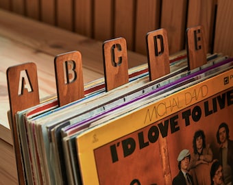 Record Separator, Vinyl Record Storage, Vertical Vinyl Record dividers, Album alphabet dividers, Book dividers, Handmade Lp dividers