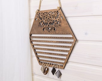 Wooden earring holder, Earring organizer, Jewelry displays earrings, Wood earring display, Wall earring holders, Minimalist earrings storage