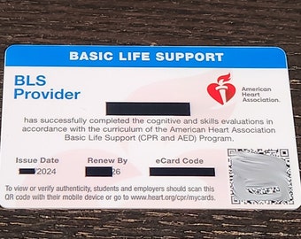 Basic Life Support (BLS) / cPR ID Card - PVC Card Creation / Transfer