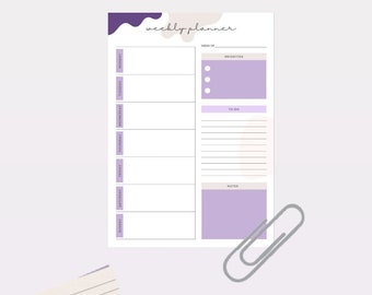 Purple digital planner | Printable planner | Weekly planner