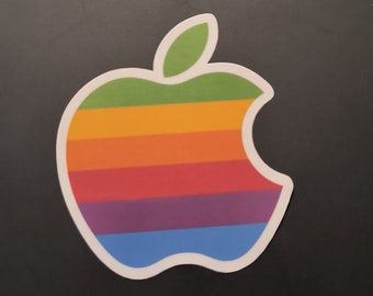 Apple Logo Vintage Premium Sticker Waterproof Vinyl Decal Computer Vinyl Mini Rainbow (3 Pack)