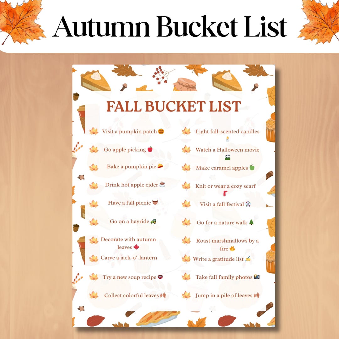 Autumn Bucket List Printable | Fall Family Fun Checklist | Cozy Fall ...