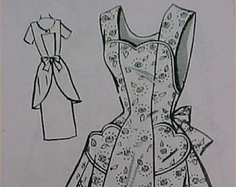 Vintage Bib Full Size Apron Pattern 40s Details Sewing Fabric Project Size Large  APR 8049