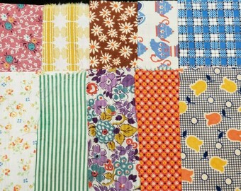 10 BEST 1920s Print Vintage Cotton Quilt Fabric Scraps Pretty Floral & More Remnants