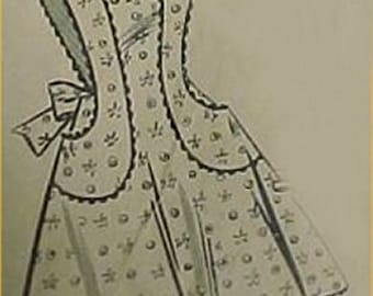 Vintage Bib Full Size Apron Pattern Classic 40s Details  APR 8050
