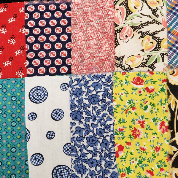 10 BEST Vintage Cotton Prints Quilt Fabric Scraps Geometric & Floral Remnants