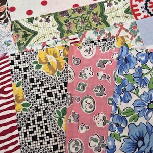 BEST 20 Vintage Variety LOT Feedsack Fabric Quilt 5x8" Charm Pieces Flour Sack