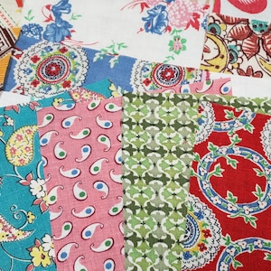 BEST 20 Vintage Variety LOT Feedsack Fabric Quilt 5x8" Charm Pieces Flour Sack