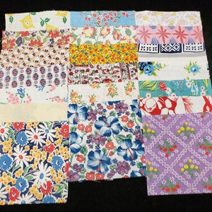 BEST 20 Vintage Variety LOT Feedsack Fabric Quilt 5x8 Charm Pieces Flour Sack image 2